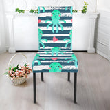 Cute Octopuses Heart Striped Background Dining Chair Slipcover