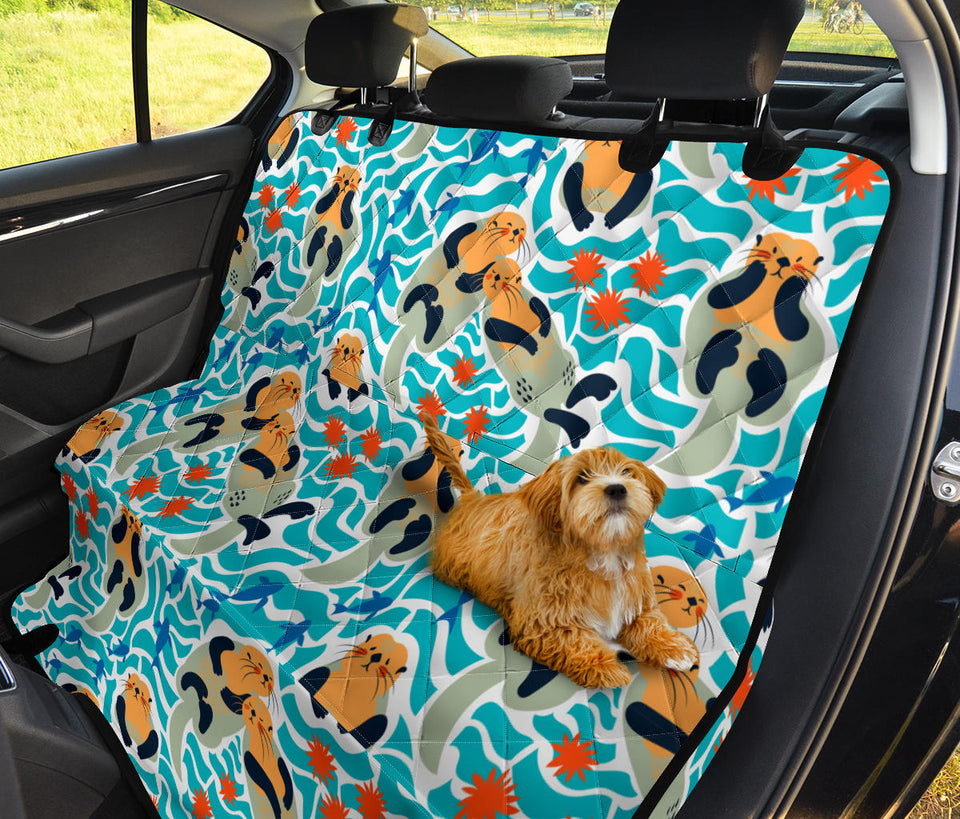 Cute Sea Otters Fishe Sea Urchin Pattern Dog Car Seat Covers