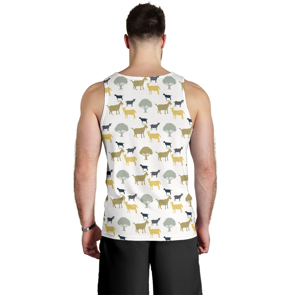 Silhouettes of goat and tree pattern Men Tank Top