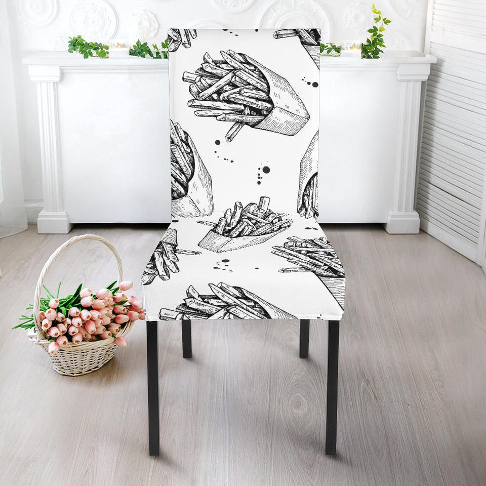 Hand Drawn French Fries Pattern Dining Chair Slipcover