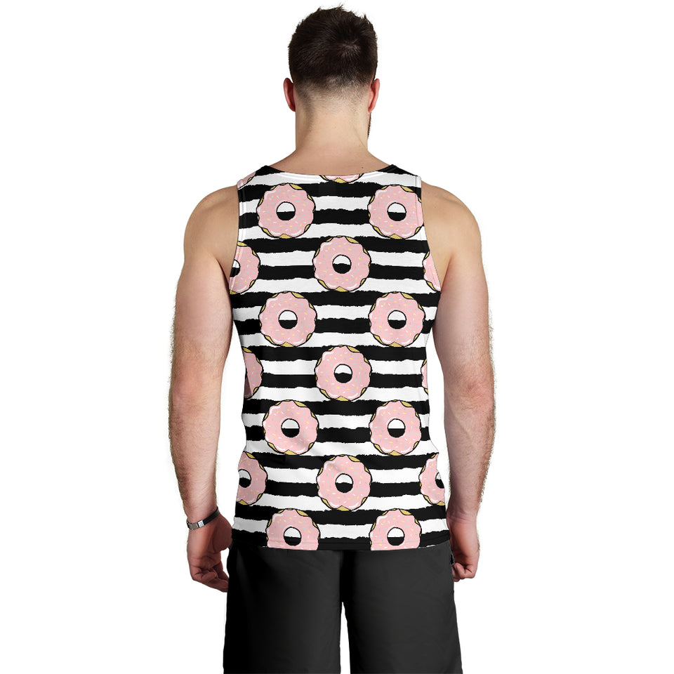 Donuts pink icing striped pattern Men Tank Top