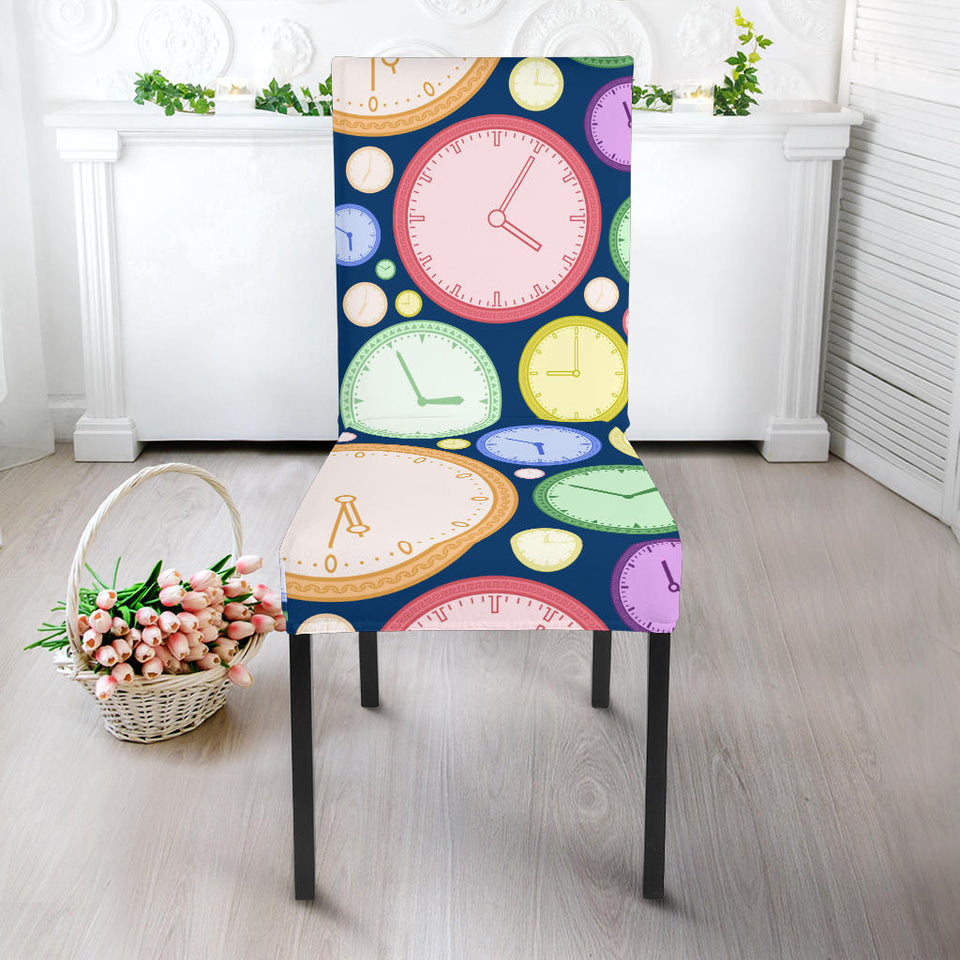 Colorful Clock Background Dining Chair Slipcover