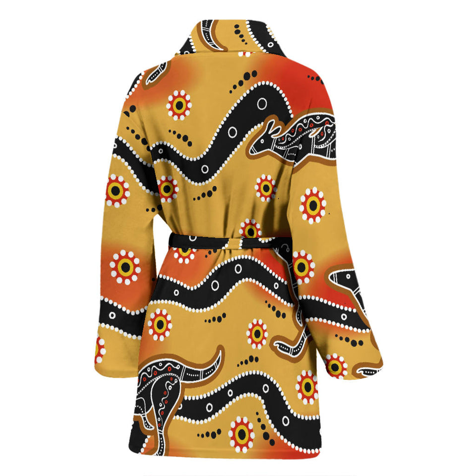 Kangaroo Australian Aboriginal Art Pattern Women'S Bathrobe