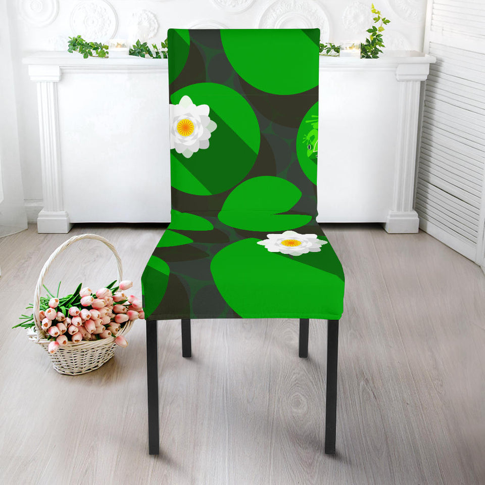 Frog Waterlily Pattern Dining Chair Slipcover