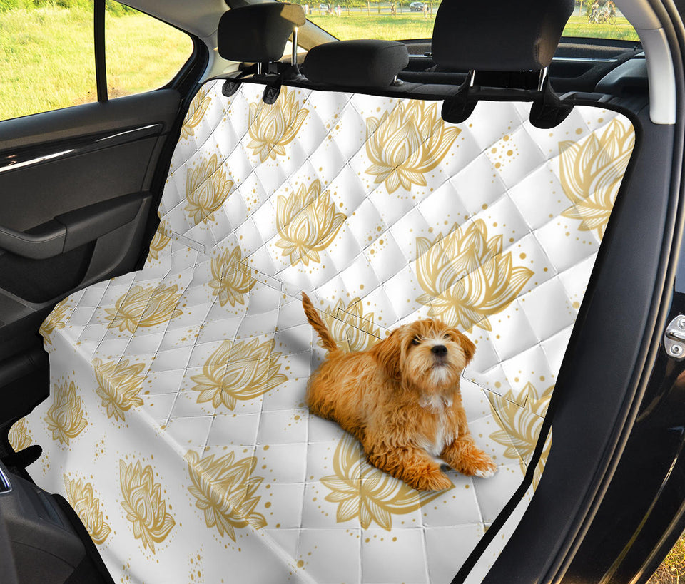 Gold Ornamental Lotue Waterlily Symbol Pattern Dog Car Seat Covers