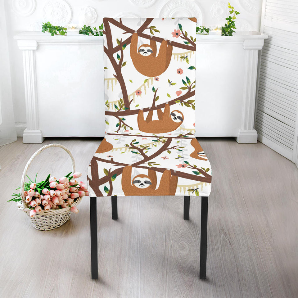 Sloths Hanging On The Tree Pattern Dining Chair Slipcover