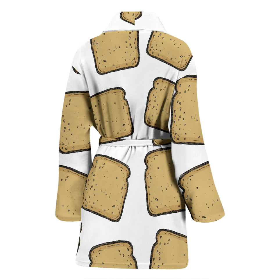 Bread Toast Pattern Print Design 03 Women's Bathrobe