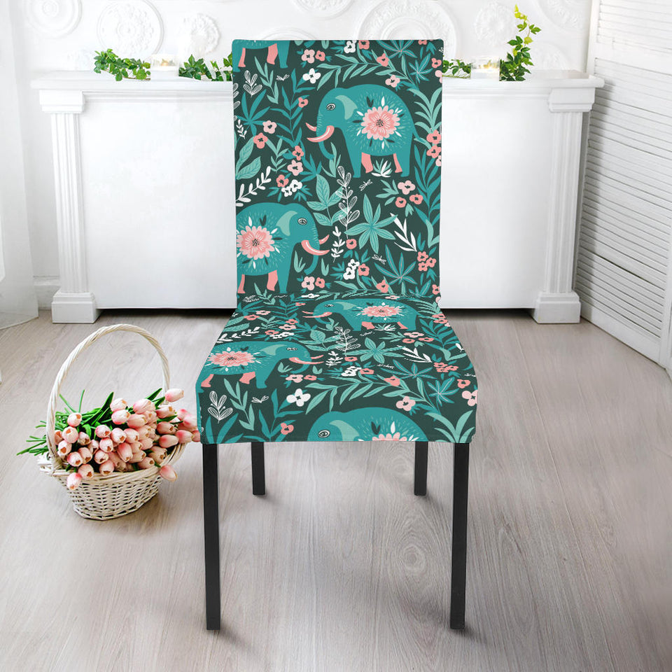 Elephants Jungle Pattern Dining Chair Slipcover