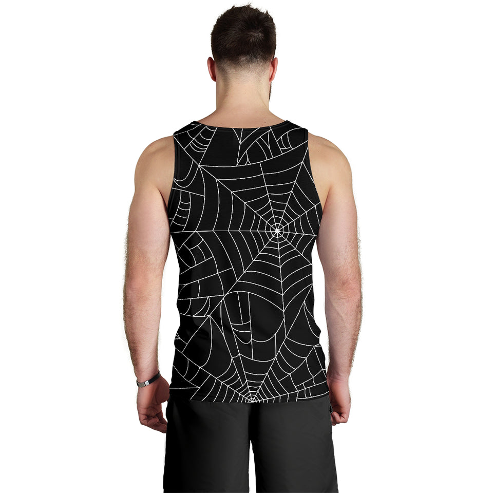 Spider web pattern Black background white cobweb Men Tank Top