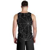 Spider web pattern Black background white cobweb Men Tank Top