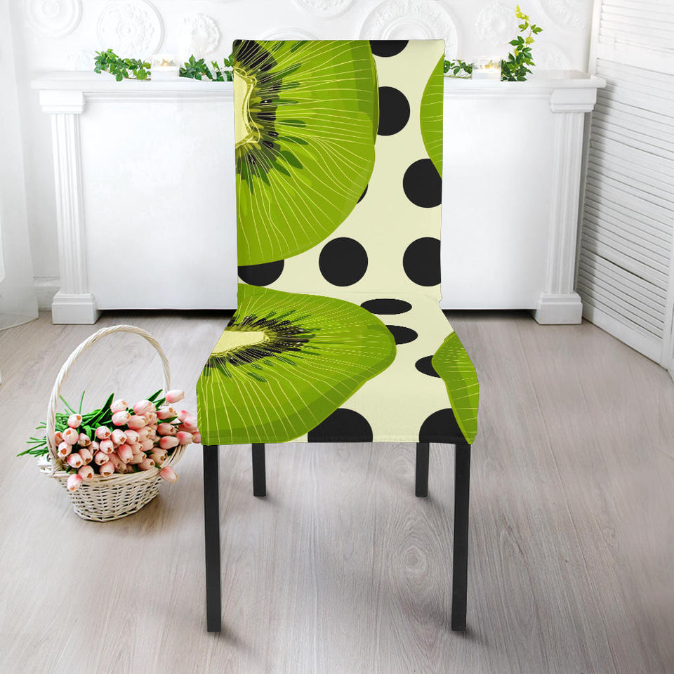 Kiwi Black Dot Background Dining Chair Slipcover
