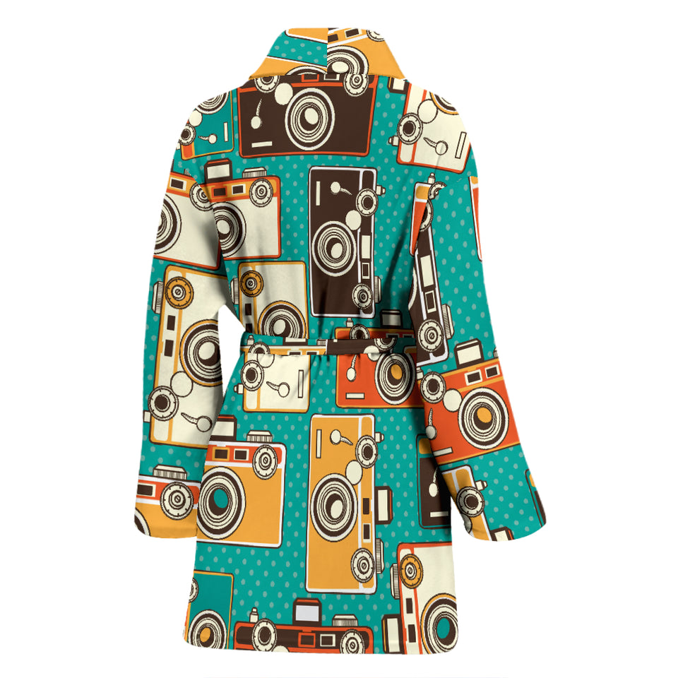 Camera Pattern Print Design 03 Women's Bathrobe