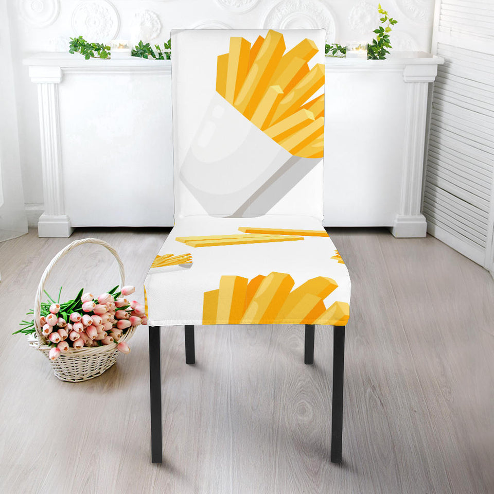 French Fries White Paper Box Pattern Dining Chair Slipcover