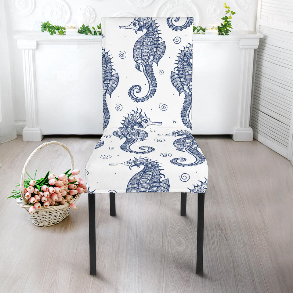 Seahorse Pattern Background Dining Chair Slipcover