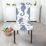 Seahorse Pattern Background Dining Chair Slipcover