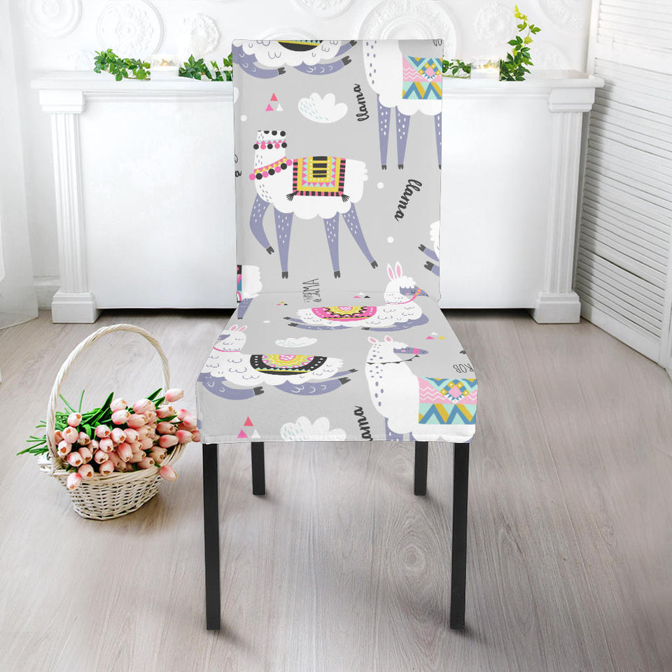 Cute Llama Alpaca Pattern Dining Chair Slipcover