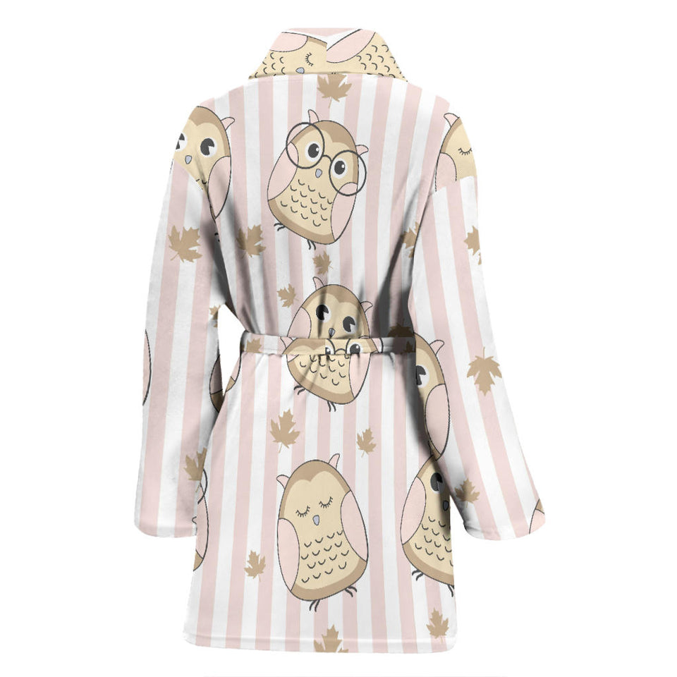 Cute Owl Leaf Women'S Bathrobe