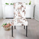 Bull Terrier Pattern Print Design 04 Dining Chair Slipcover