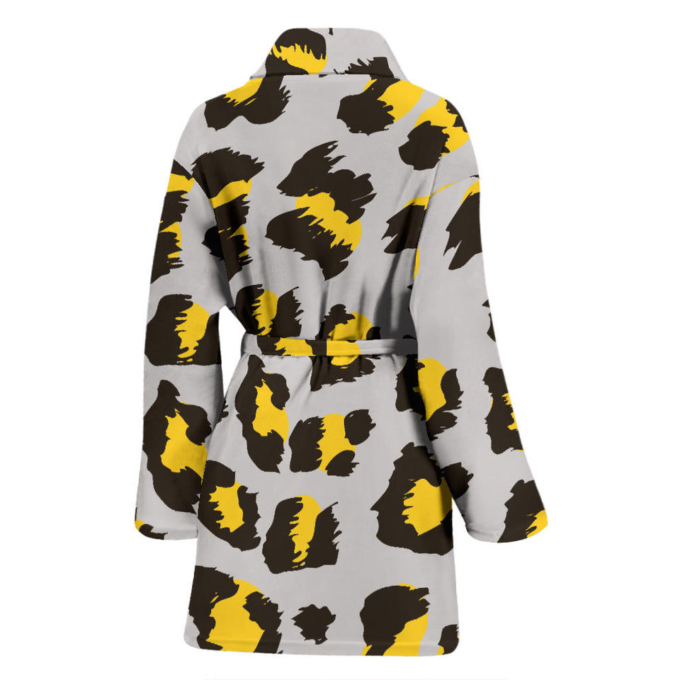 Gray Leopard Print Pattern Women'S Bathrobe