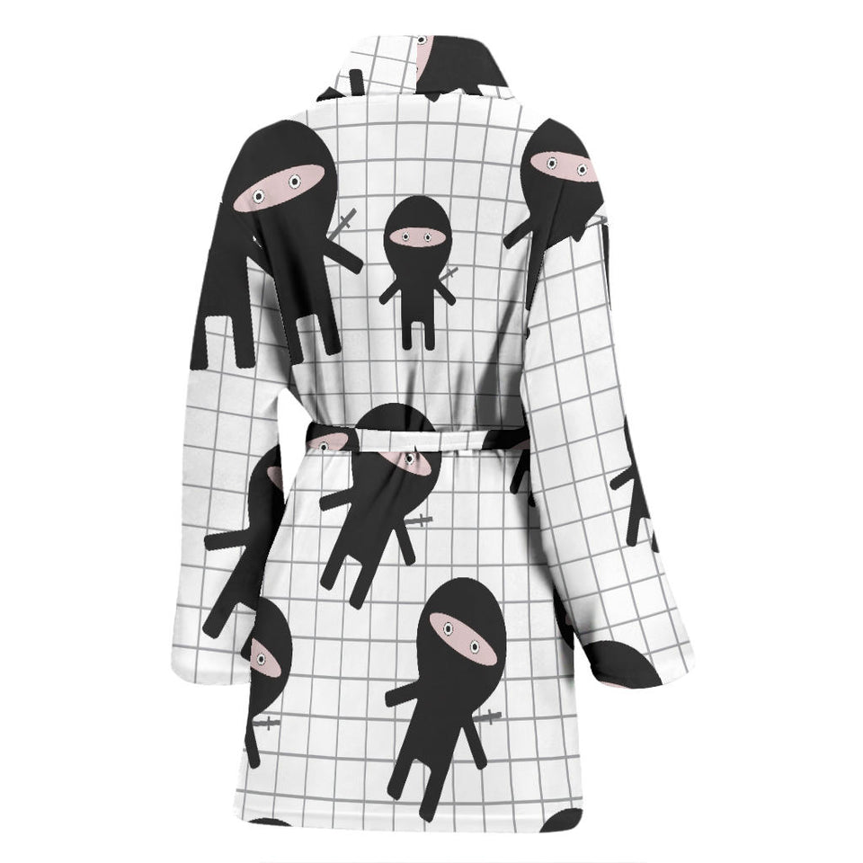 Ninja Pattern Plaid Background Women'S Bathrobe
