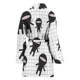Ninja Pattern Plaid Background Women'S Bathrobe