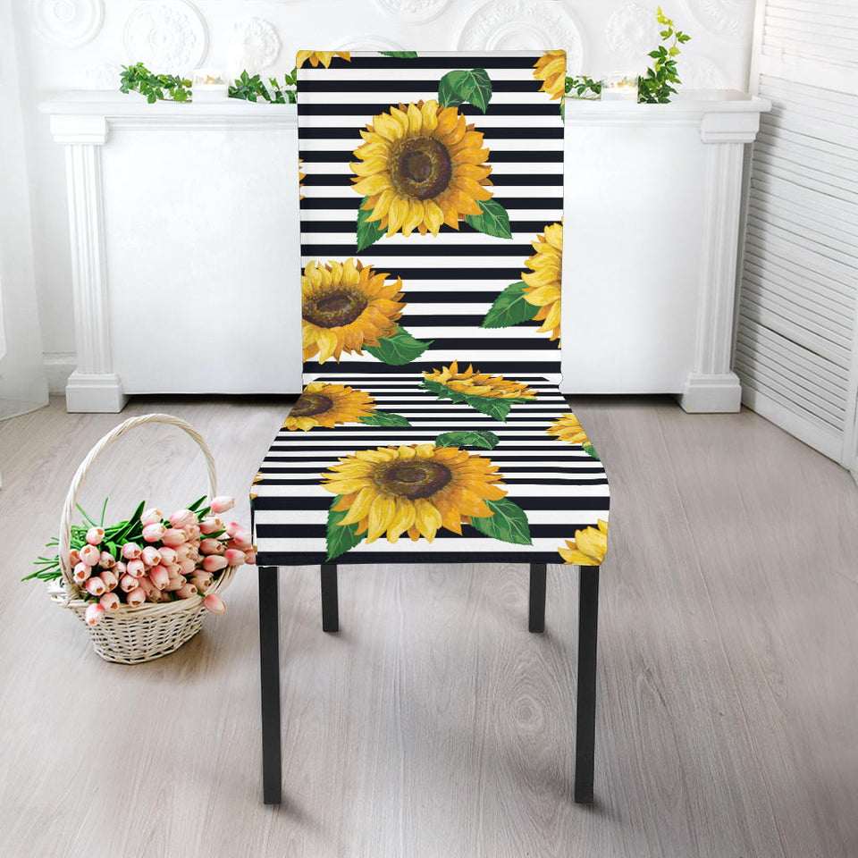 Sunflowers Ribbon Background Dining Chair Slipcover