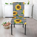 Sunflowers Ribbon Background Dining Chair Slipcover