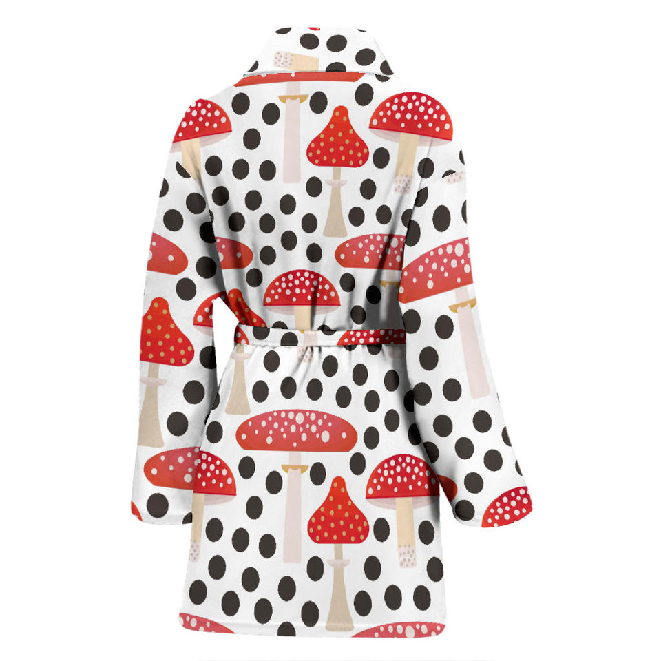 Red Mushroom Dot Pattern Women'S Bathrobe