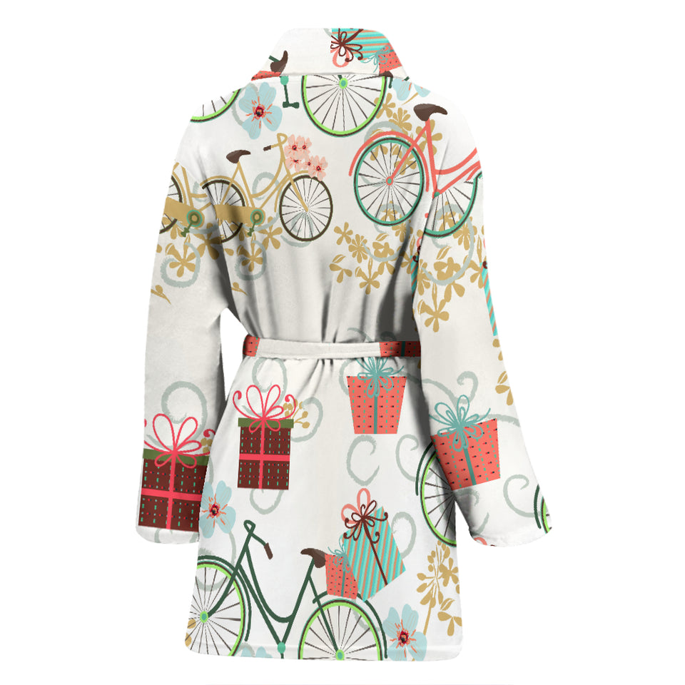 Bicycle Pattern Print Design 05 Women's Bathrobe