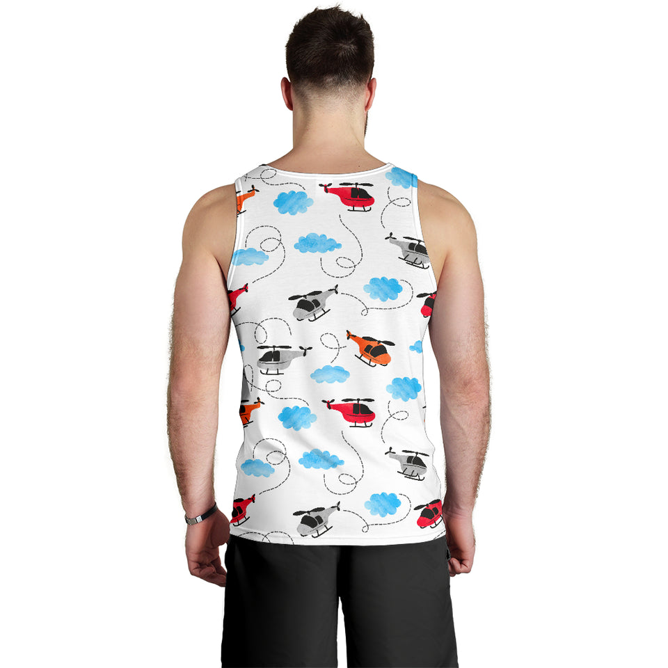 Watercolor helicopter cloud pattern Men Tank Top