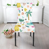 Cute Elephants Palm Tree Flower Butterfly Pattern Dining Chair Slipcover
