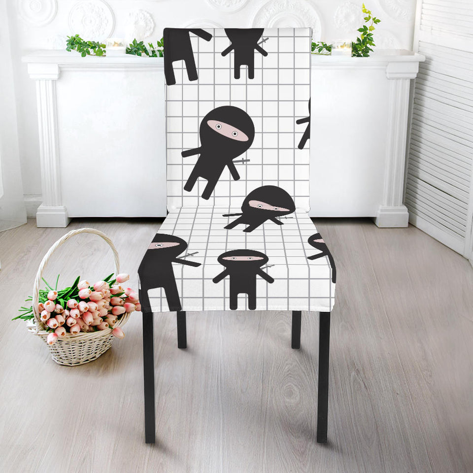 Ninja Pattern Plaid Background Dining Chair Slipcover