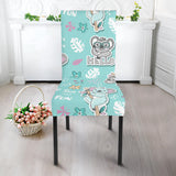 Cute Koalas Blue Background Pattern Dining Chair Slipcover