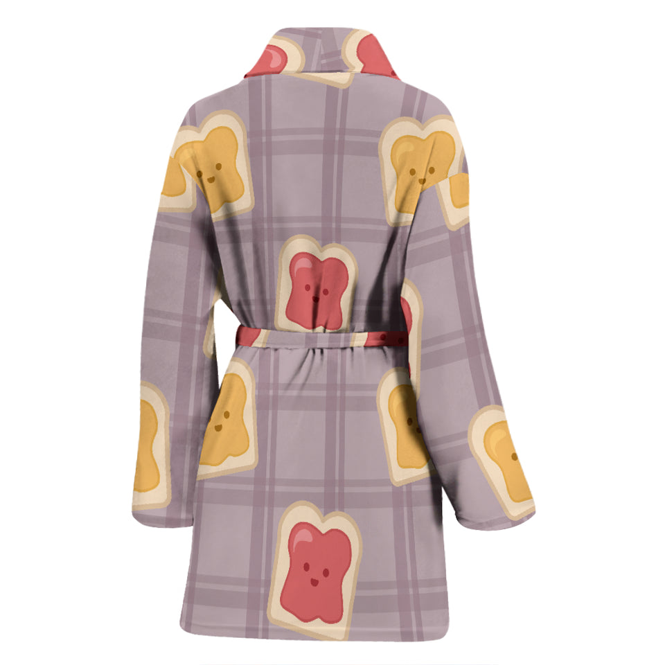 Bread Toast Pattern Print Design 05 Women's Bathrobe