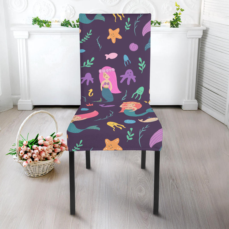 Beautiful Mermaid Fish Jellyfish Algae Other Marine World Dining Chair Slipcover