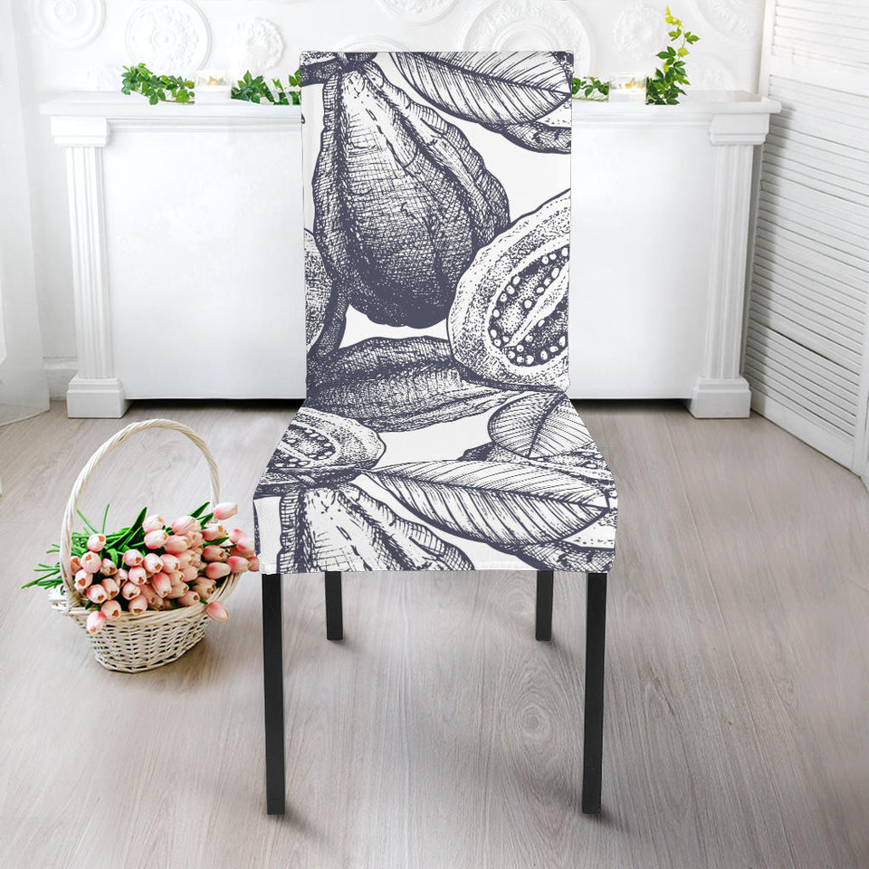 Guava Tropical Hand Drawn Pattern Dining Chair Slipcover