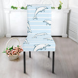 Dolphin Blue Striped Background Dining Chair Slipcover