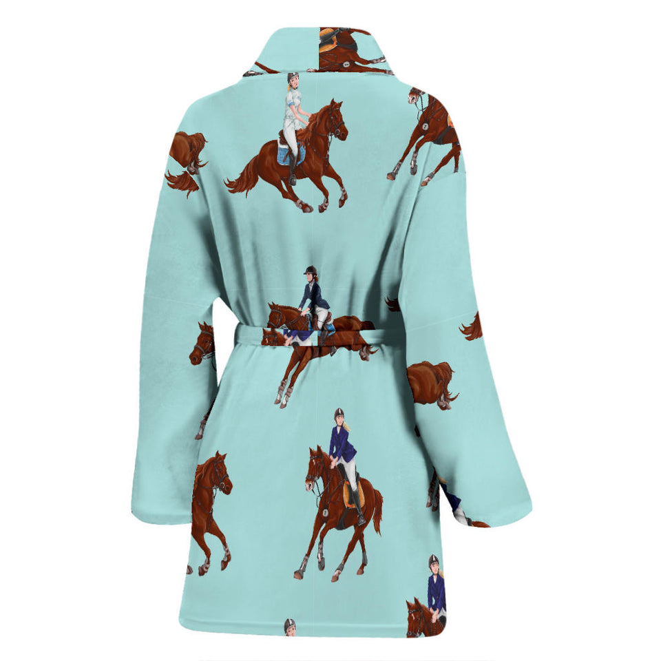 Horses Running Horses Rider Pattern Women'S Bathrobe
