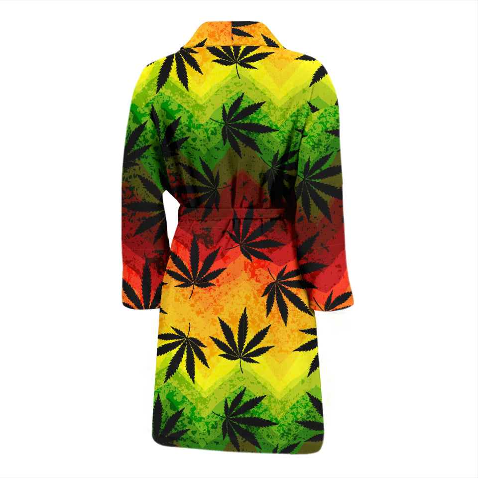 Canabis Marijuana Weed Pattern Print Design 03 Men's Bathrobe