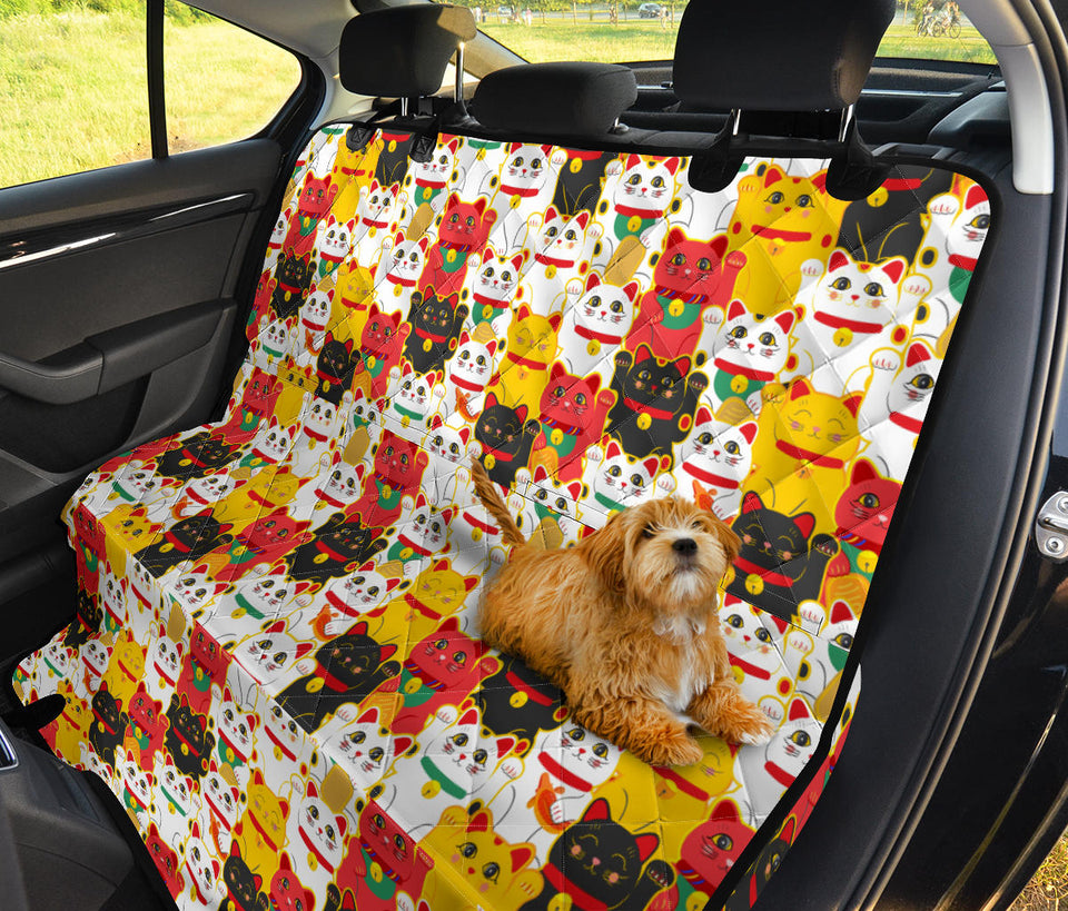 Colorful Maneki Neko Lucky Cat Pattern Dog Car Seat Covers