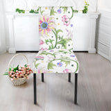 Beautiful Pink Lotus Waterlily Leaves Pattern Dining Chair Slipcover