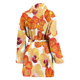 Orange Yellow Orchid Flower Pattern Background Women'S Bathrobe