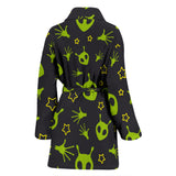 Alien Pattern Print Design 02 Women's Bathrobe