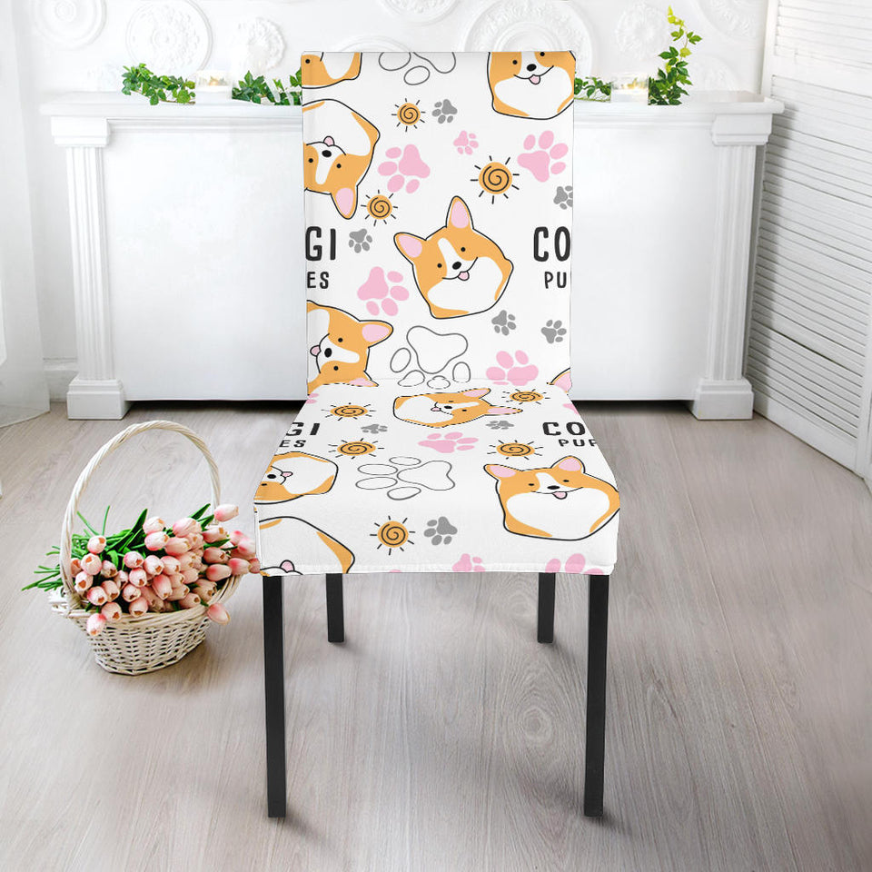 Corgi Dog Pattern Dining Chair Slipcover