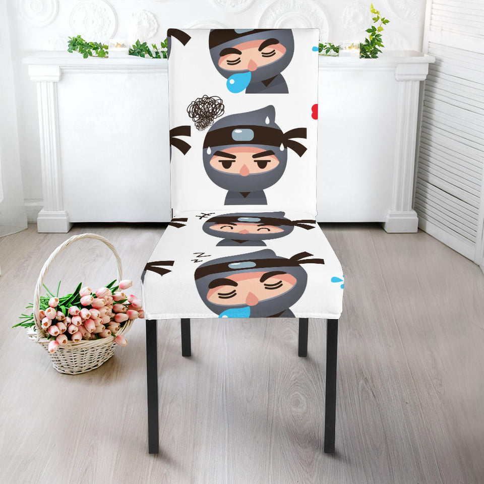 Cute Ninja Design Pattern Dining Chair Slipcover