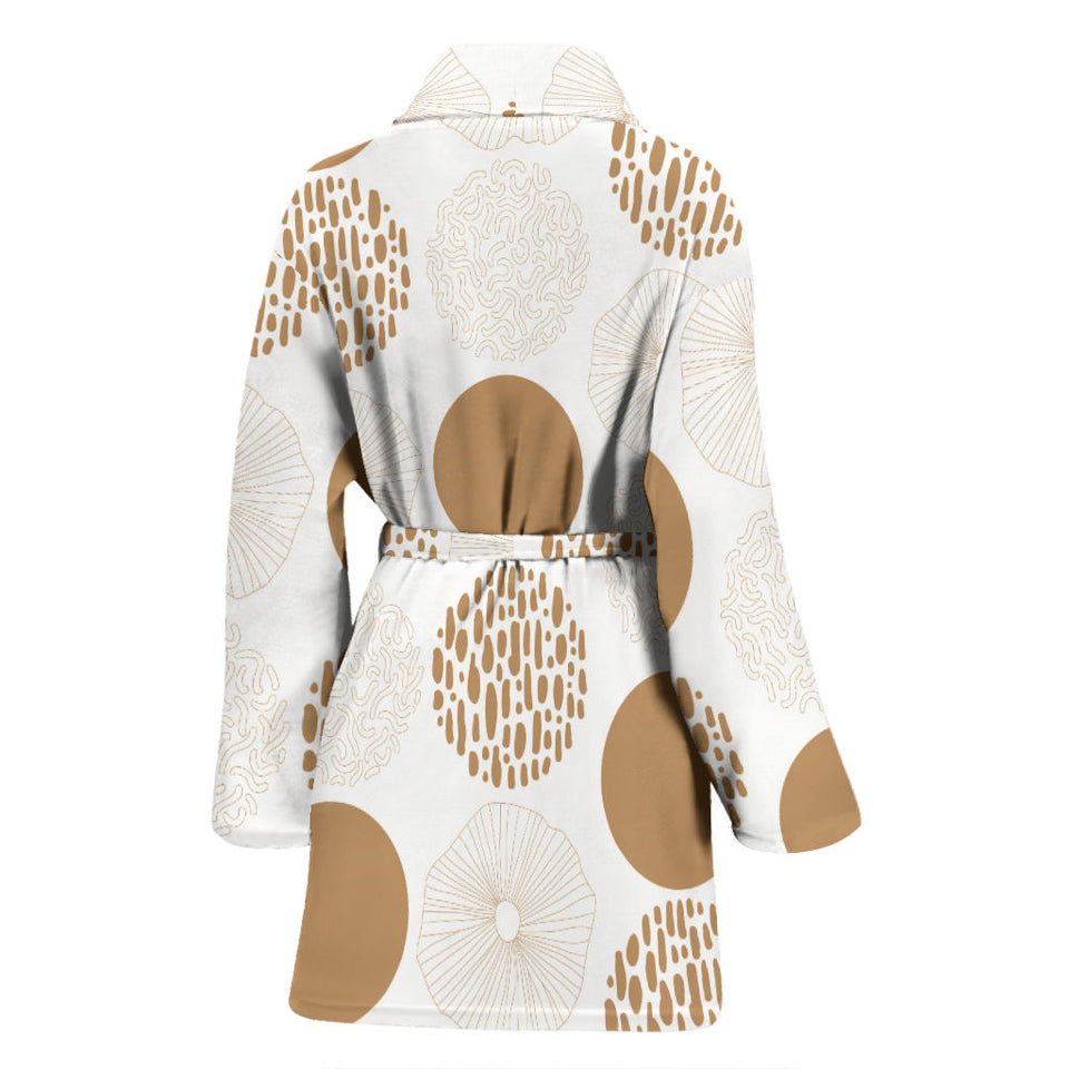 Gold Texture Mushroom Pattern Women'S Bathrobe