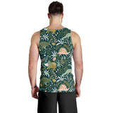 dinosaurs tropical leaves flower pattern Men Tank Top