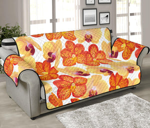 Orange yellow orchid flower pattern background Sofa Cover Protector
