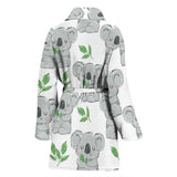Hand Drawn Koala Leaves Pattern Women'S Bathrobe