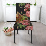 Horse Head Wild Roses Pattern Dining Chair Slipcover